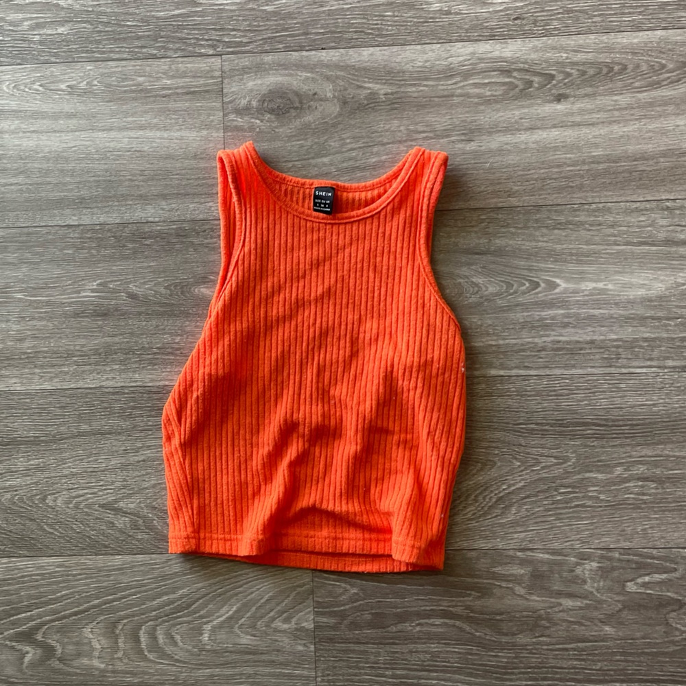 Orange ribbed tank top size S